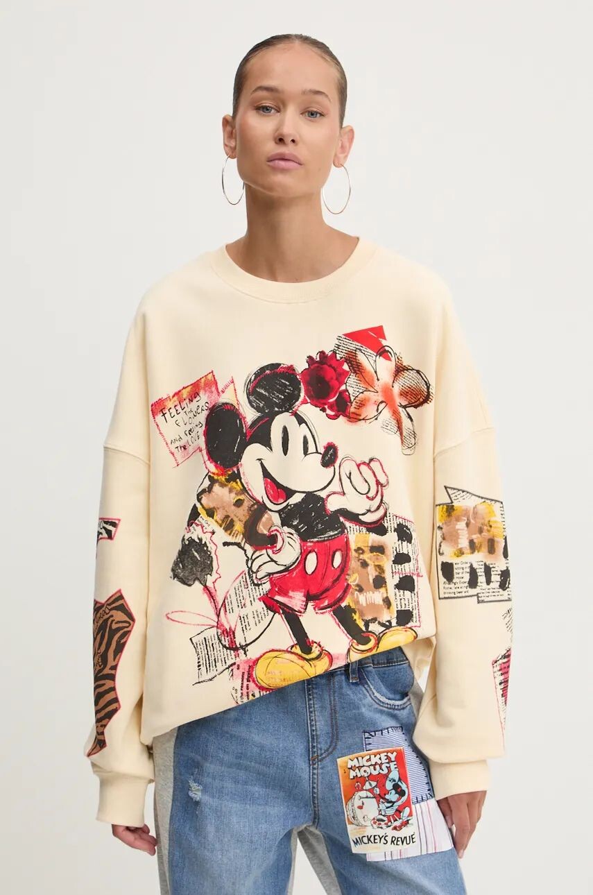 

Хлопковая толстовка Desigual MICKEYOVERSIZE, бежевый