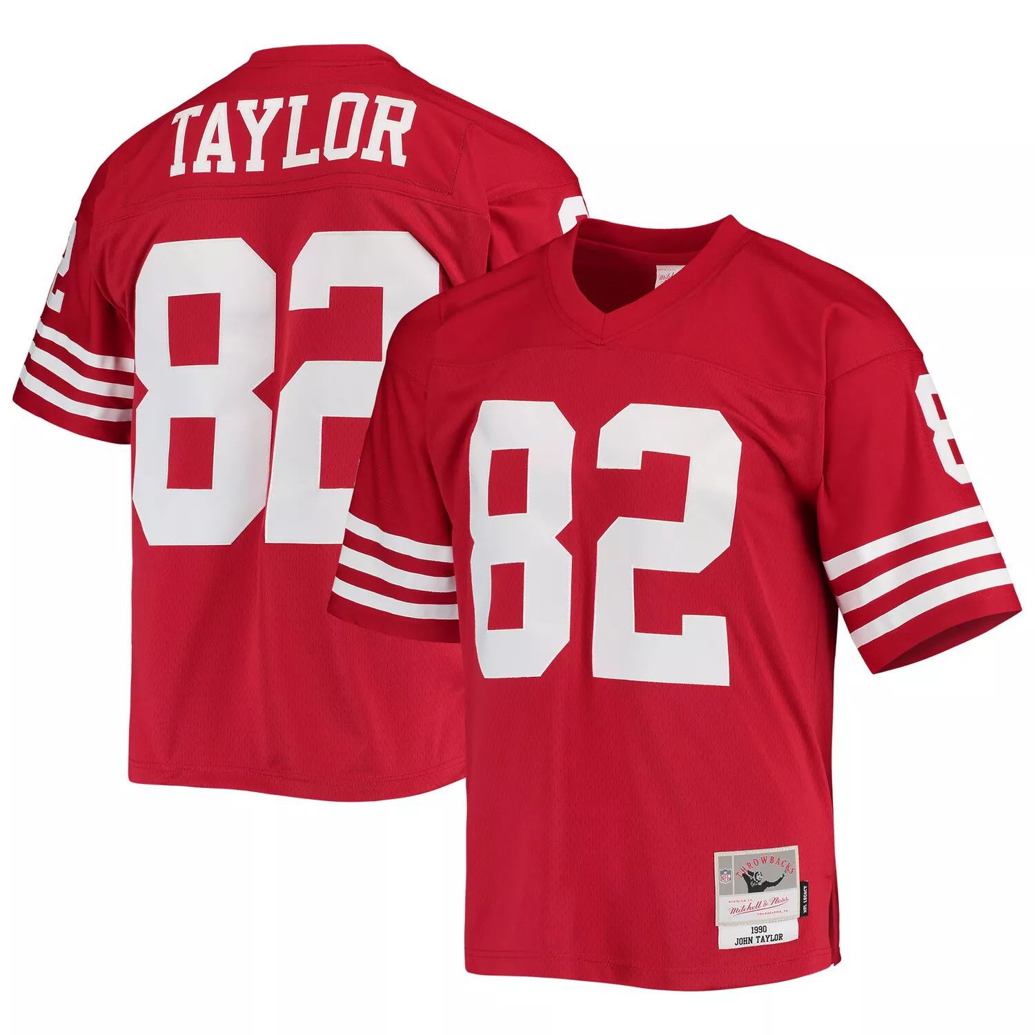 Мужская футболка Mitchell & Ness John Taylor Scarlet San Francisco 49ers 1990 Legacy Replica Джерси
