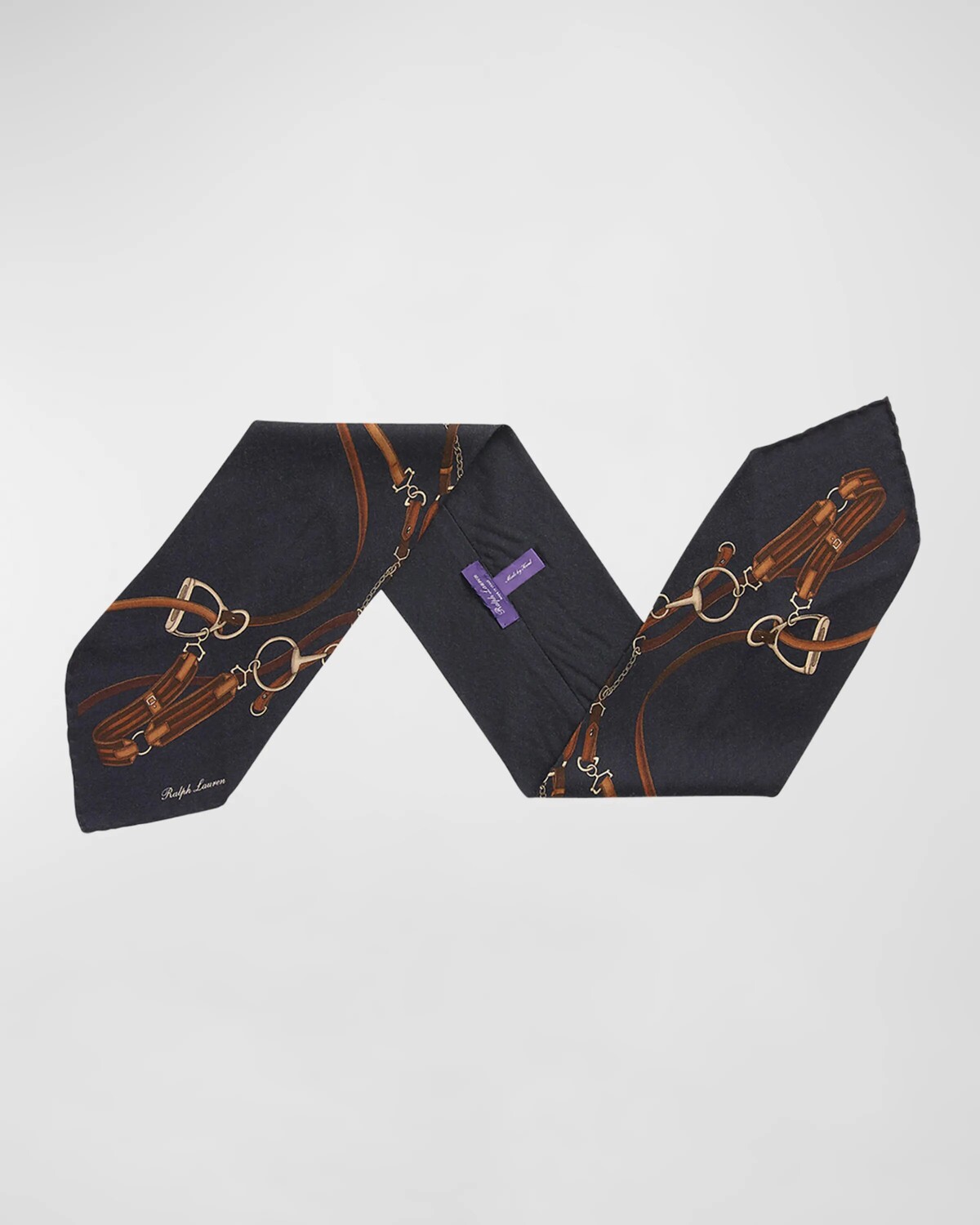 

Мужской шейный платок из кашемира и шелка для верховой езды Ralph Lauren Purple Label, темно-синий
