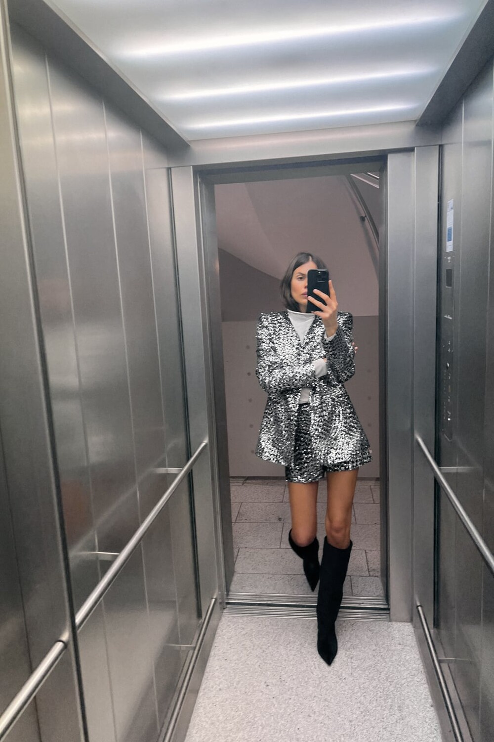 

Блейзер с блестками ZARA, черный
