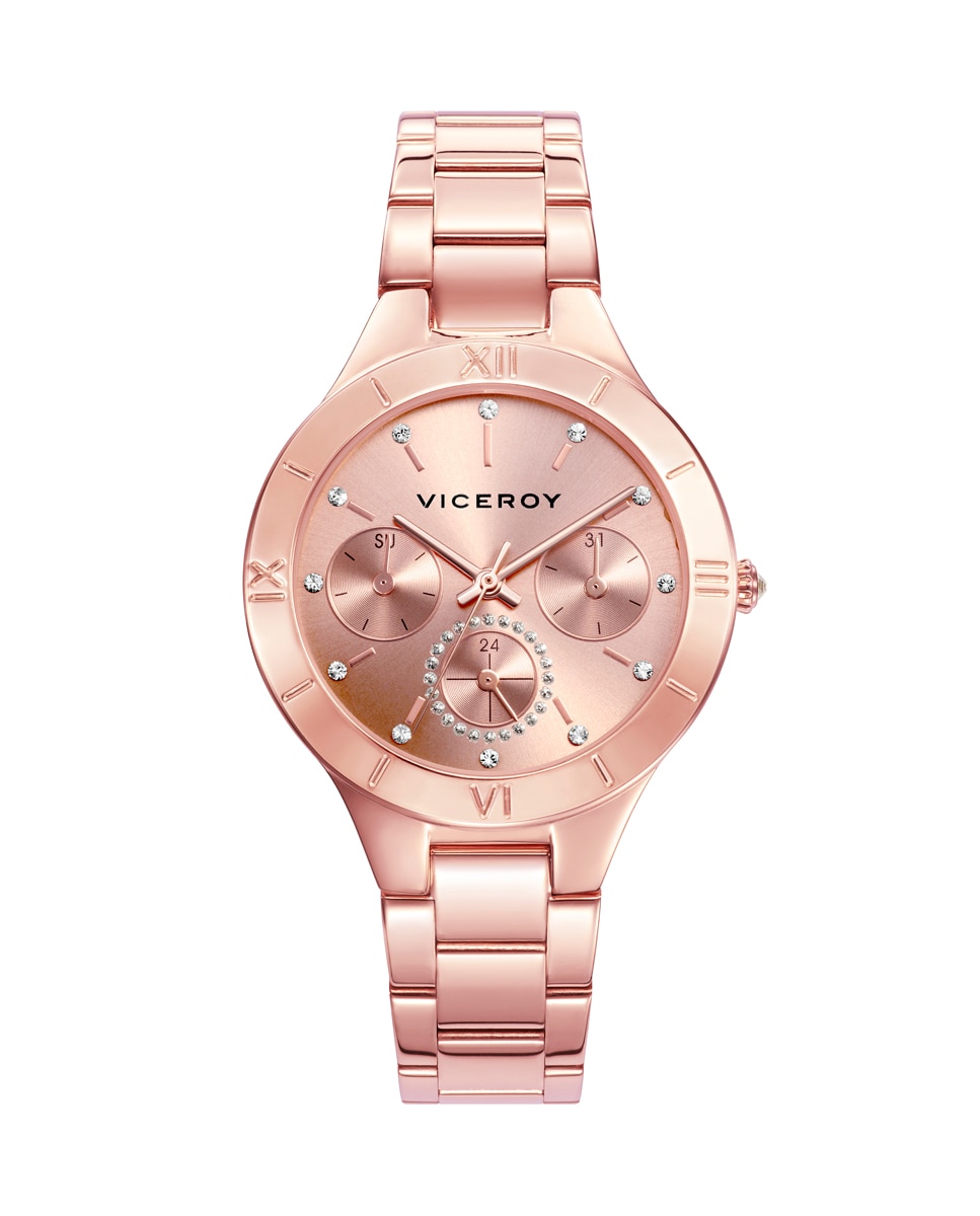 Многофункциональные шикарные женские часы из розовой IP-стали Viceroy, розовый очаровательные женские часы 25200236 из розовой стали calvin klein розовый