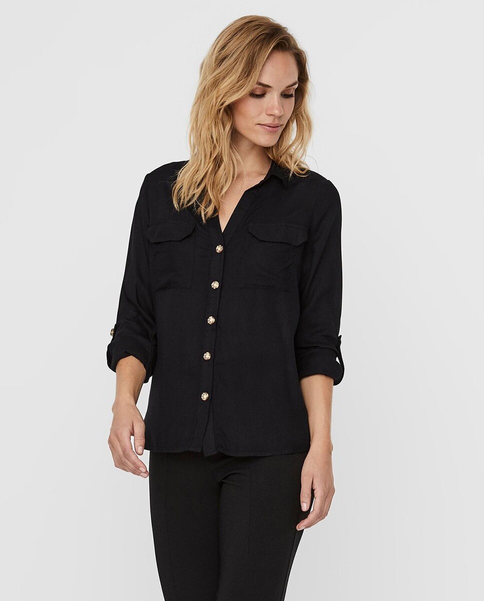 

Женская рубашка с длинным рукавом из 100% вискозы Vero Moda, черный