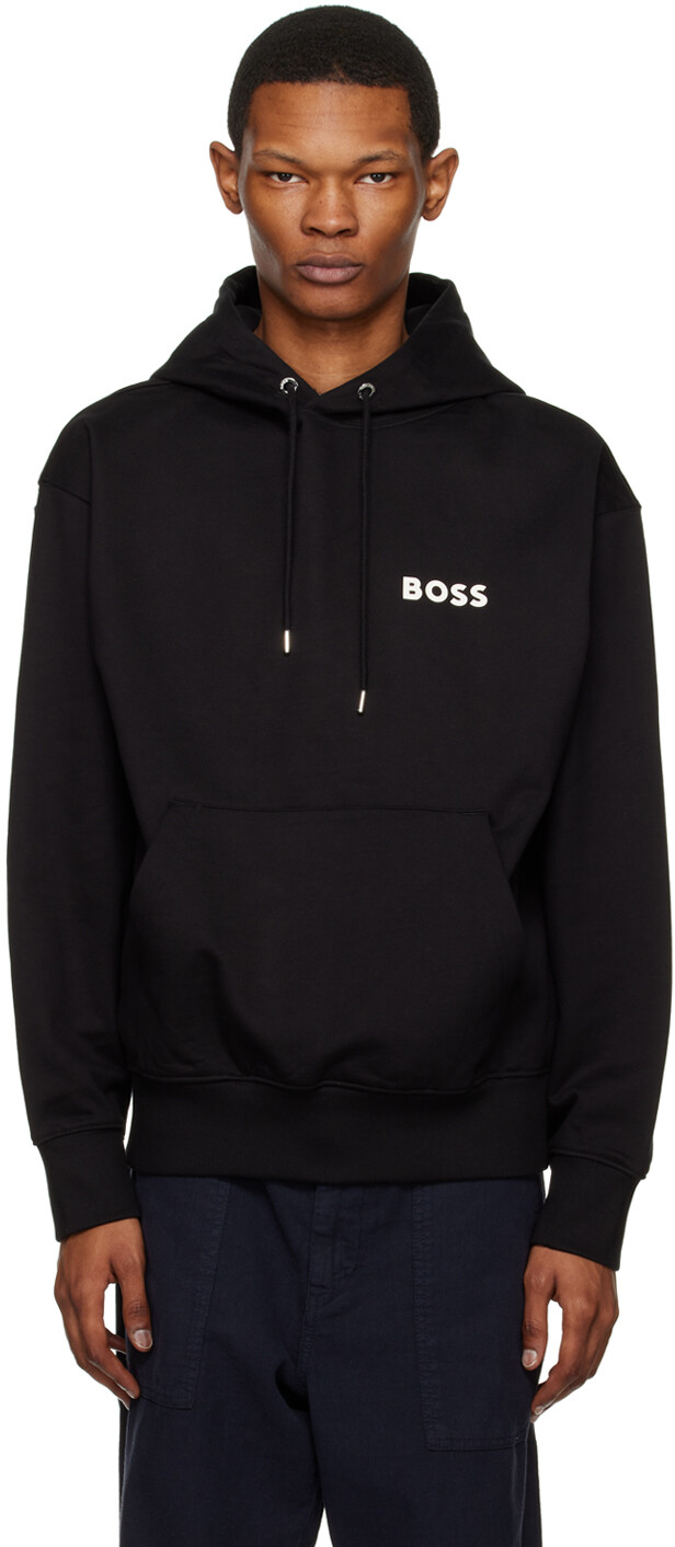 

Черный худи с капюшоном BOSS