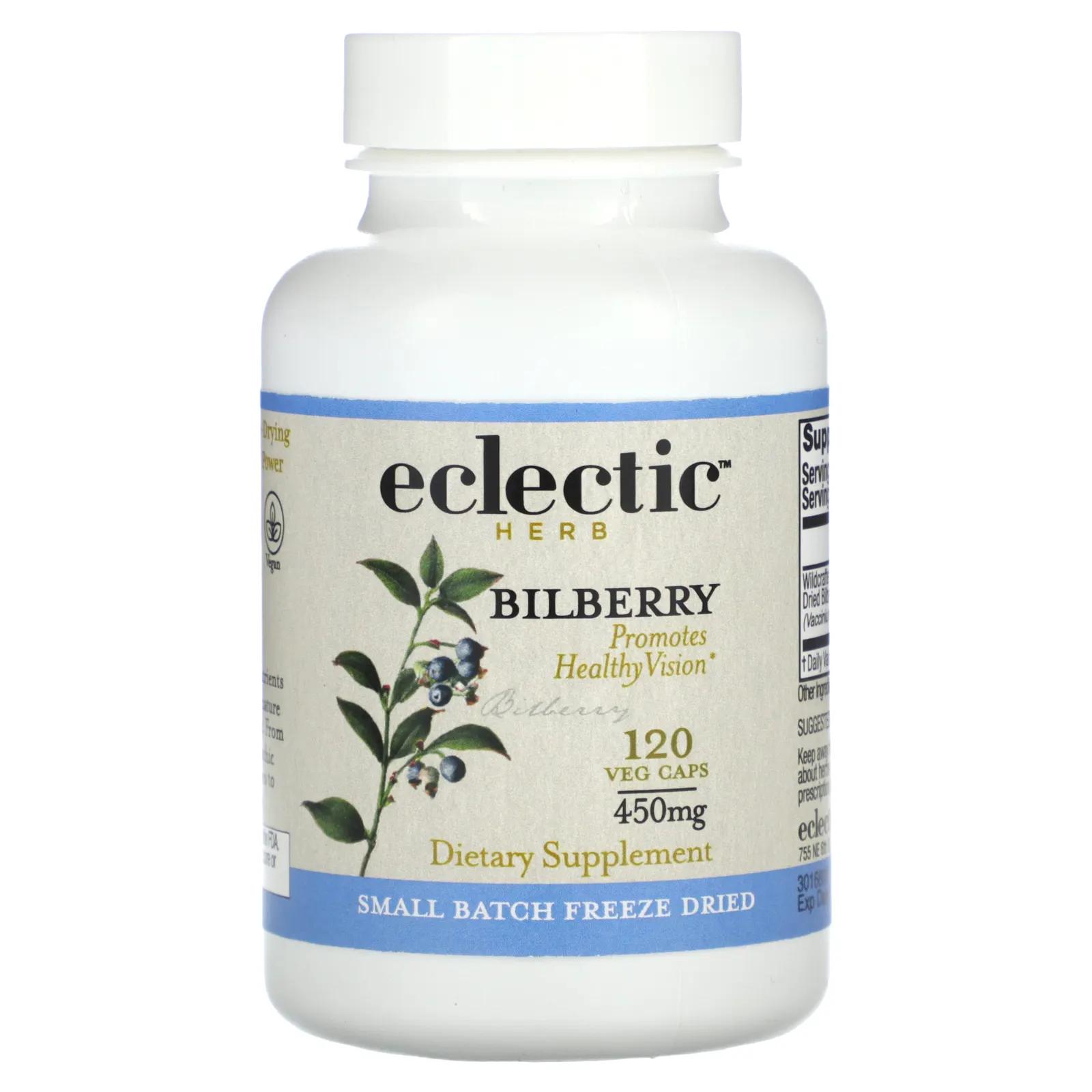 Eclectic Institute Черника 400 мг 120 вегетарианских капсул eclectic institute echinacea premium blend 2 fl oz 60 ml