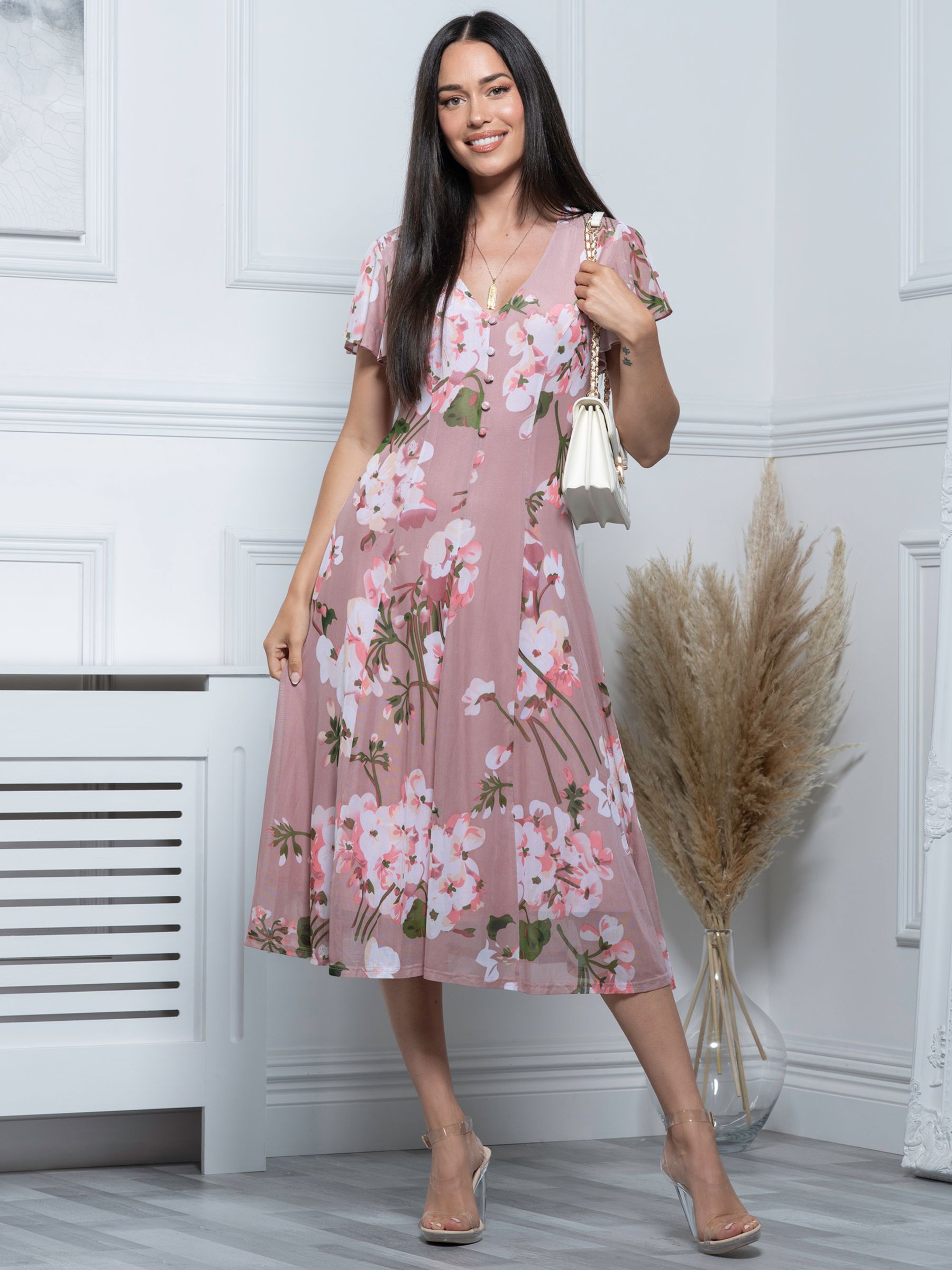 Платье из сетки с принтом Jolie Moi Amia, розовый/мульти