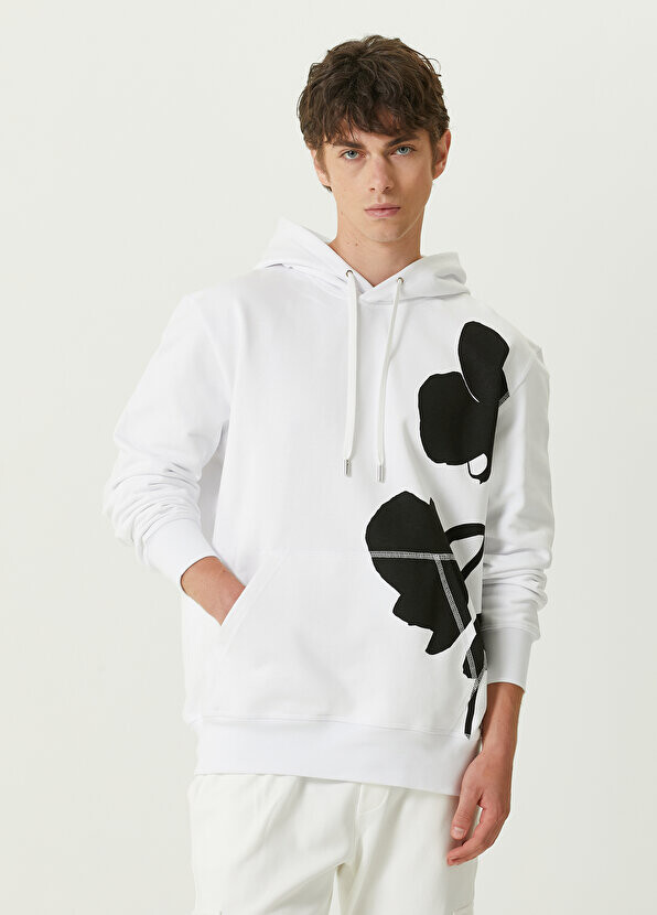 

Белый свитшот с капюшоном и узором орхидеи Alexander McQueen