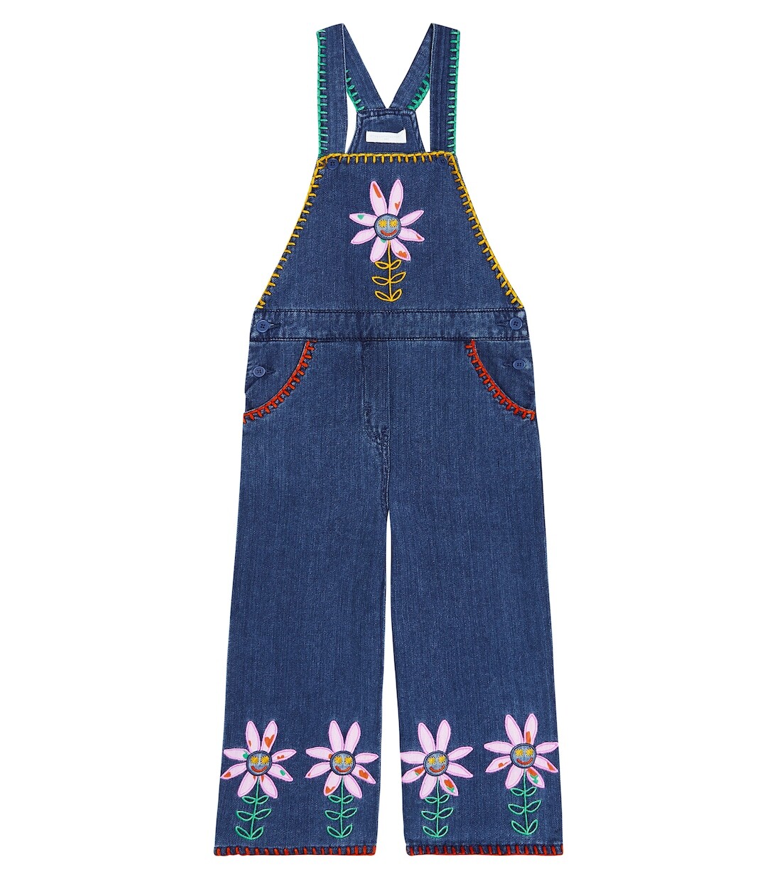 

Джинсовый комбинезон с вышивкой Stella Mccartney Kids, синий