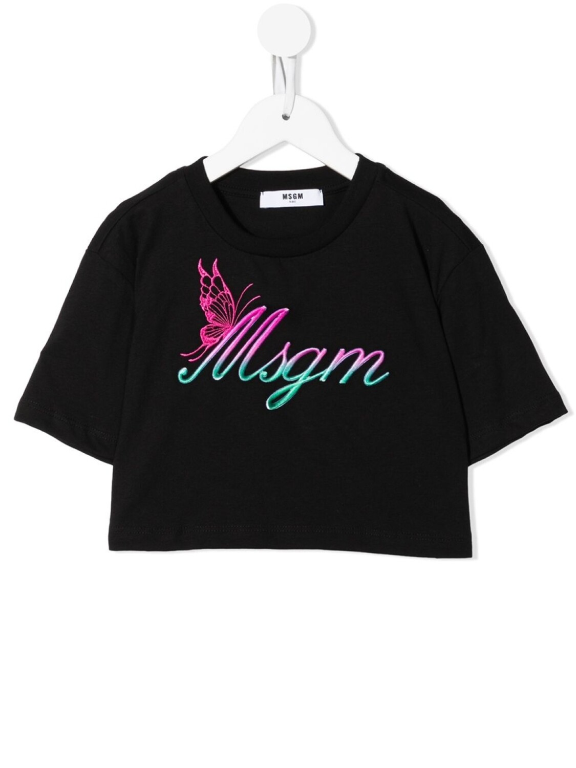 

MSGM Kids укороченная футболка с логотипом, черный