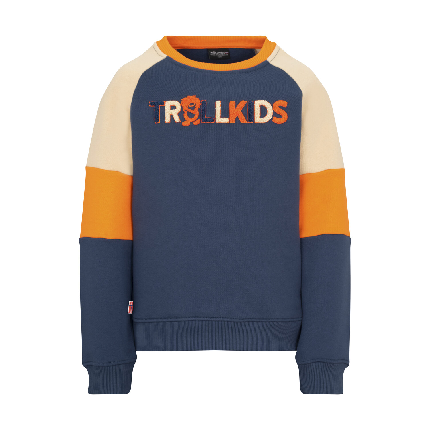 

Толстовка Trollkids Trollfjord, цвет Mystikblau/Sandbeige/Hellorange