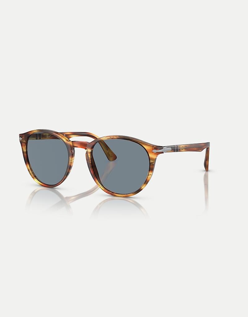

Коричневые круглые солнцезащитные очки Persol Po3152s с синими линзами