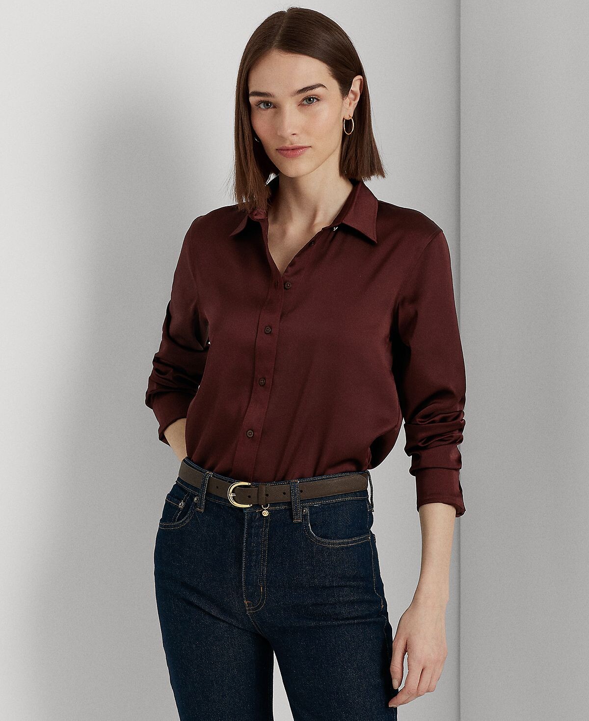 

Женская атласная рубашка из шармеза Lauren Ralph Lauren