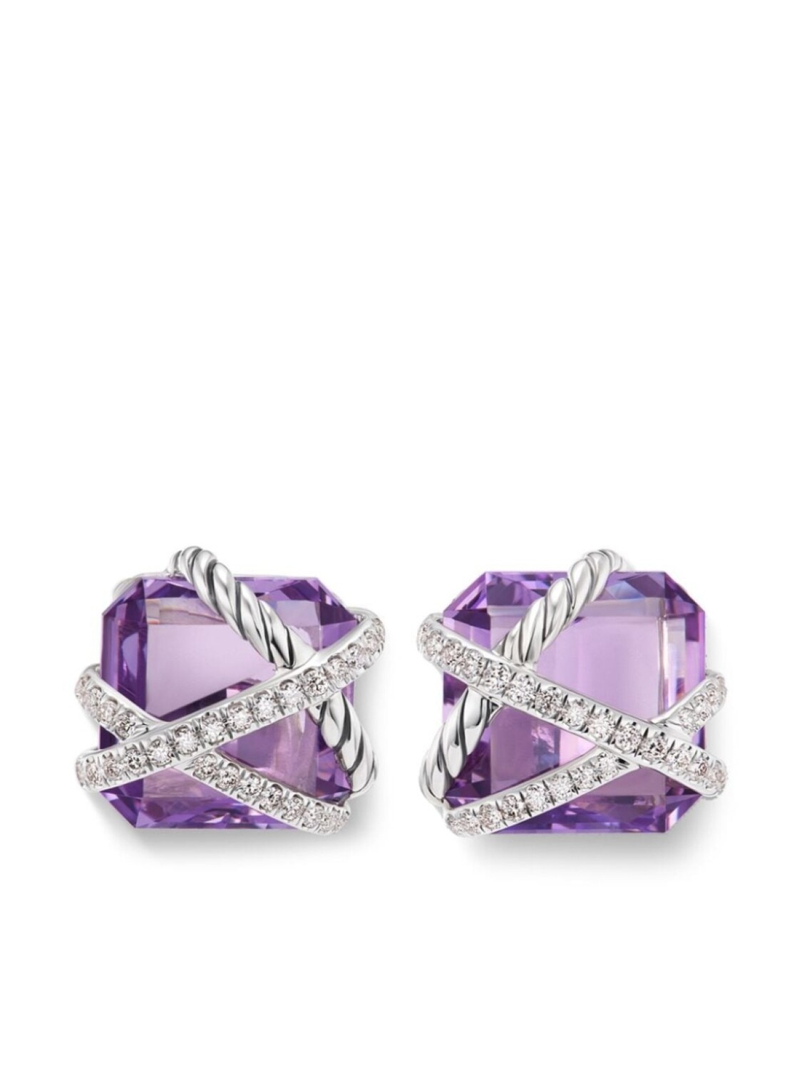 

Серебряные серьги-гвоздики Cable Wrap с аметистом и бриллиантами David Yurman, фиолетовый