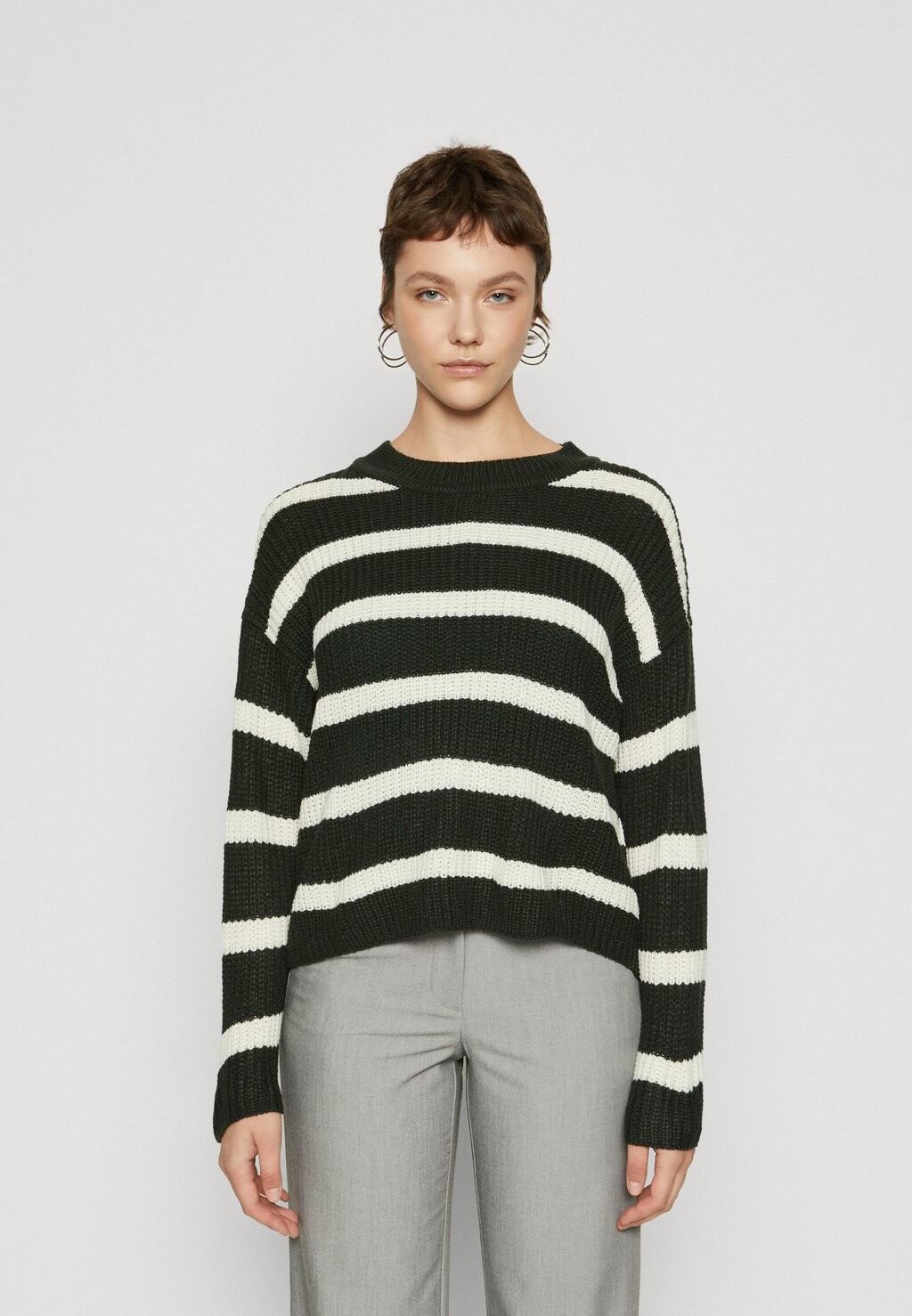 

Трикотаж Стежка JDY JUSTY LS STRIPE NOOS, скарабей/гног-ног