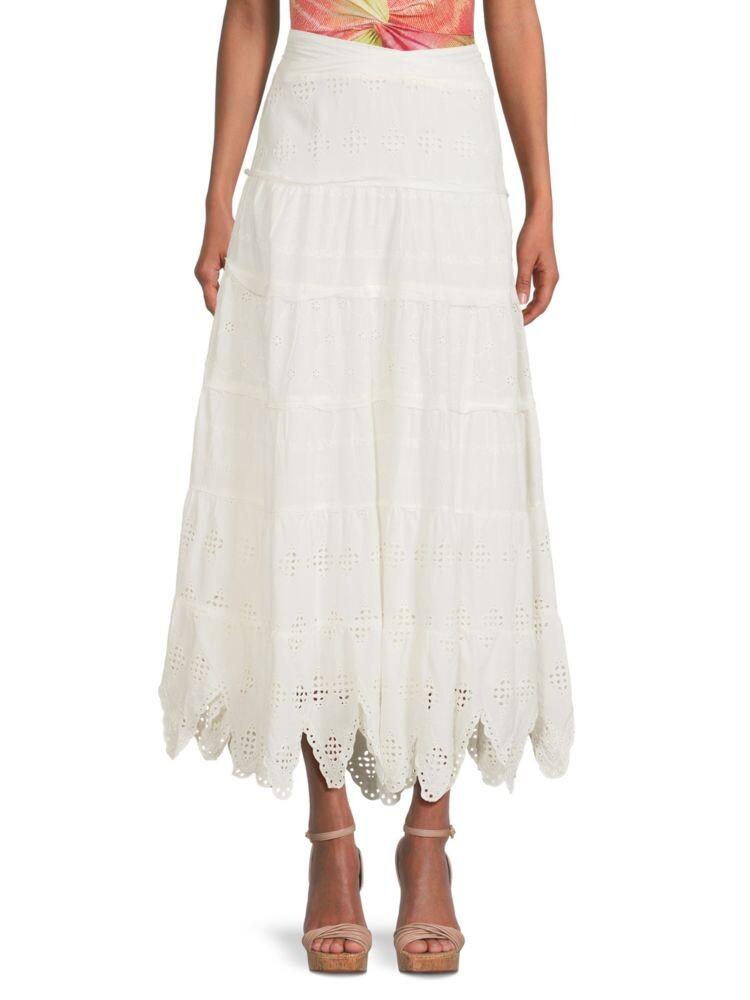 

Юбка Prairie с вышивкой и люверсами Free People, слоновая кость