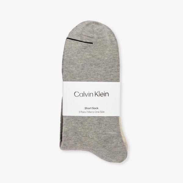 Фирменный комплект из трех носков длиной до экипажа из трех хлопковых носков Calvin Klein, серый