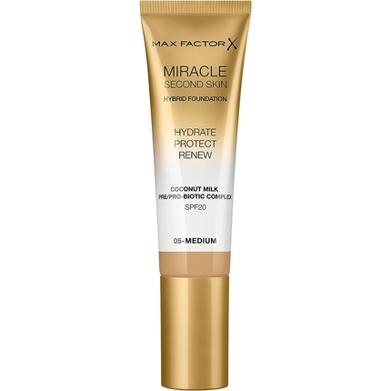 Max Factor Miracle Second Skin Hydrating Foundation 05 Medium 30мл max factor miracle second skin hybrid foundation spf 20