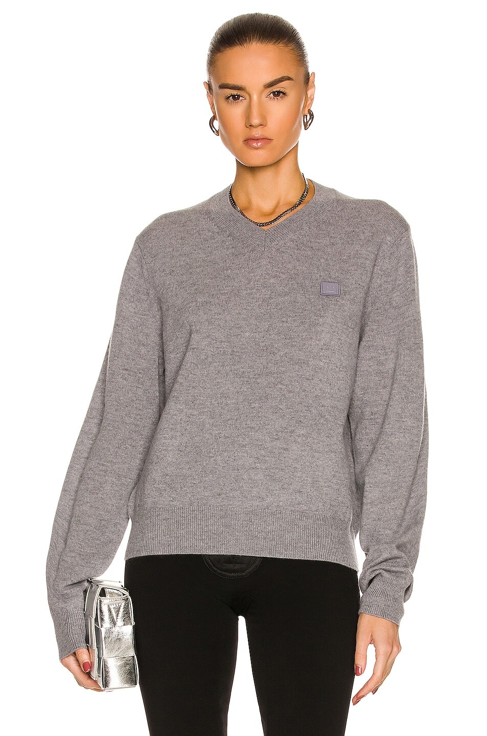 

Свитер Acne Studios Face V Neck, цвет Grey Melange