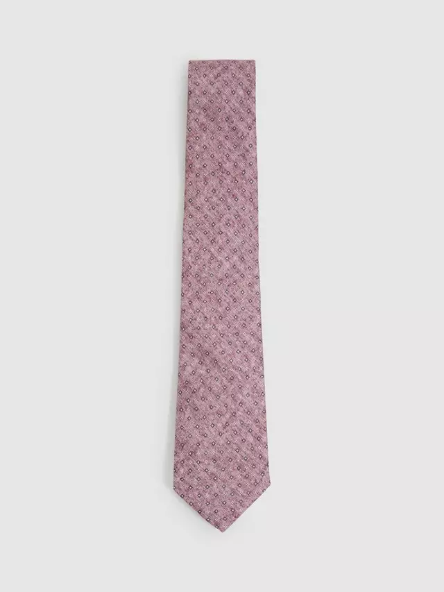 

Галстук Reiss Albarese Silk Geometric, цвет dusty pink