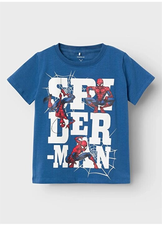 

Темно-синяя мужская футболка с рисунком NMMMAKAN SPIDERMAN SS TOP MAR Name İt, темно-синий