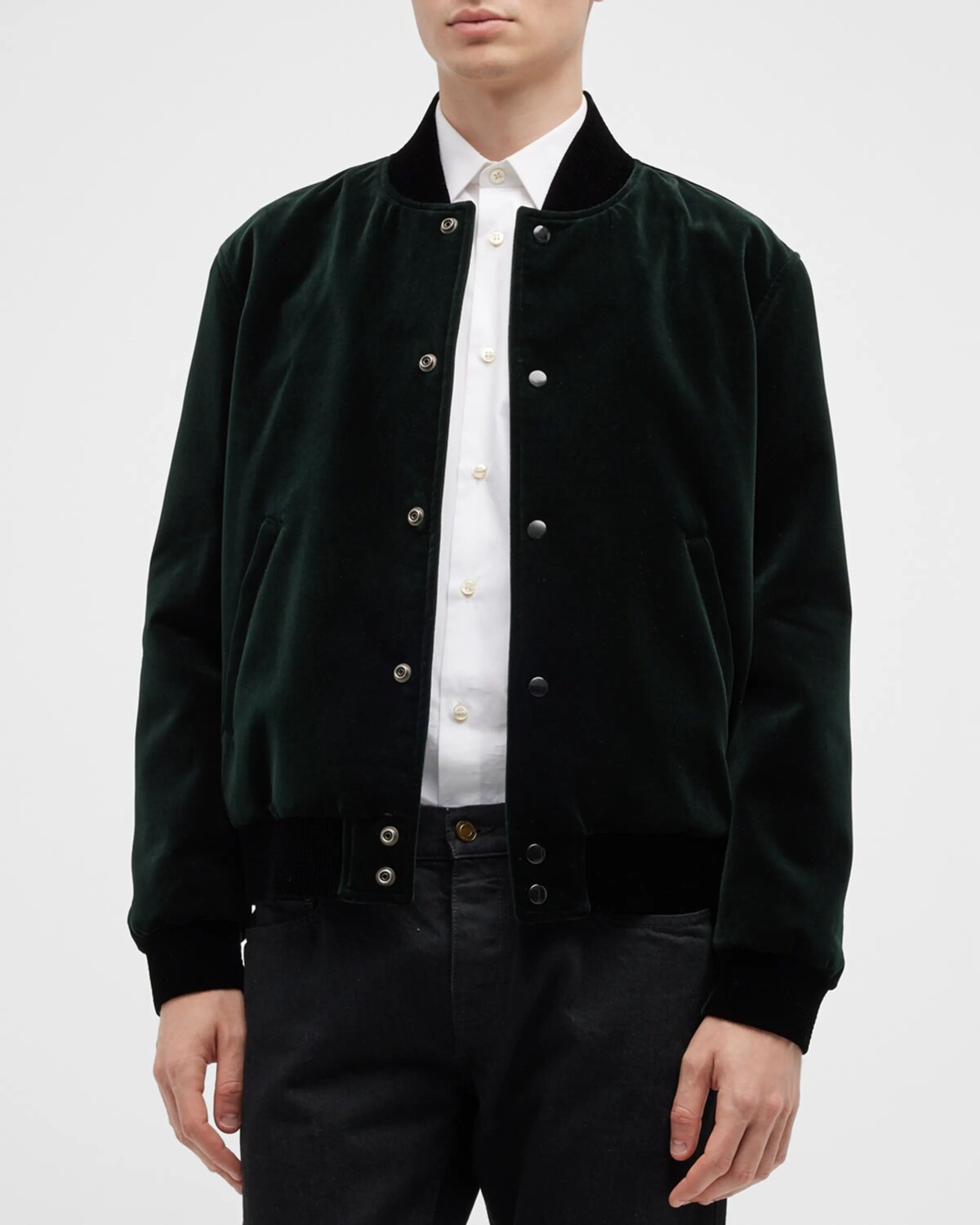 

Мужская бархатная куртка Тедди с логотипом Saint Laurent, цвет Forest