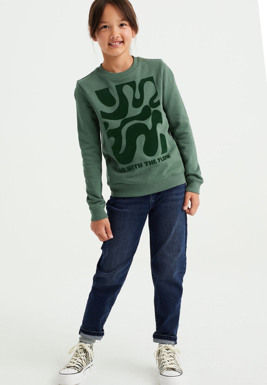 

Свитер Met Opdruk WE Fashion, зеленый