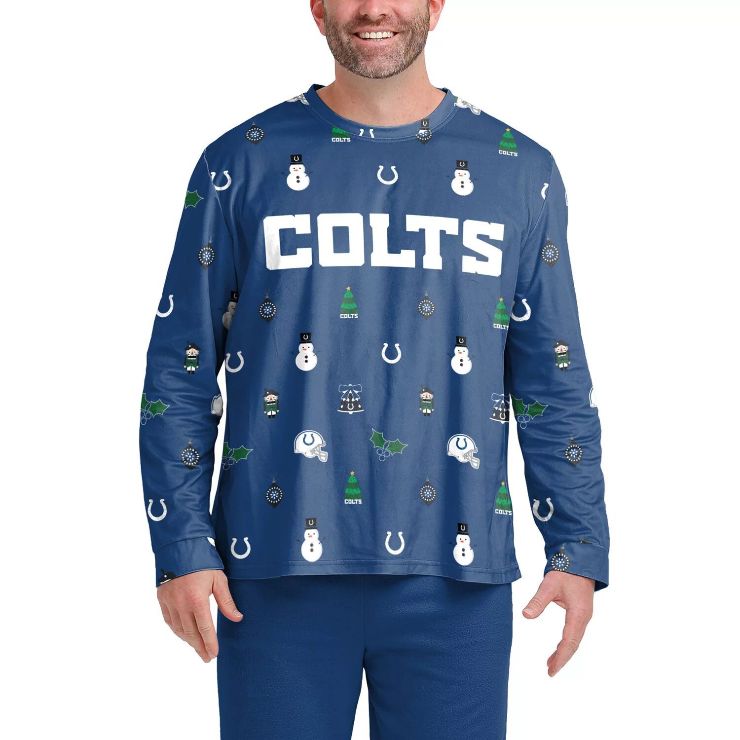 

Мужская футболка с длинным рукавом FOCO Royal Indianapolis Colts Ugly Sweater