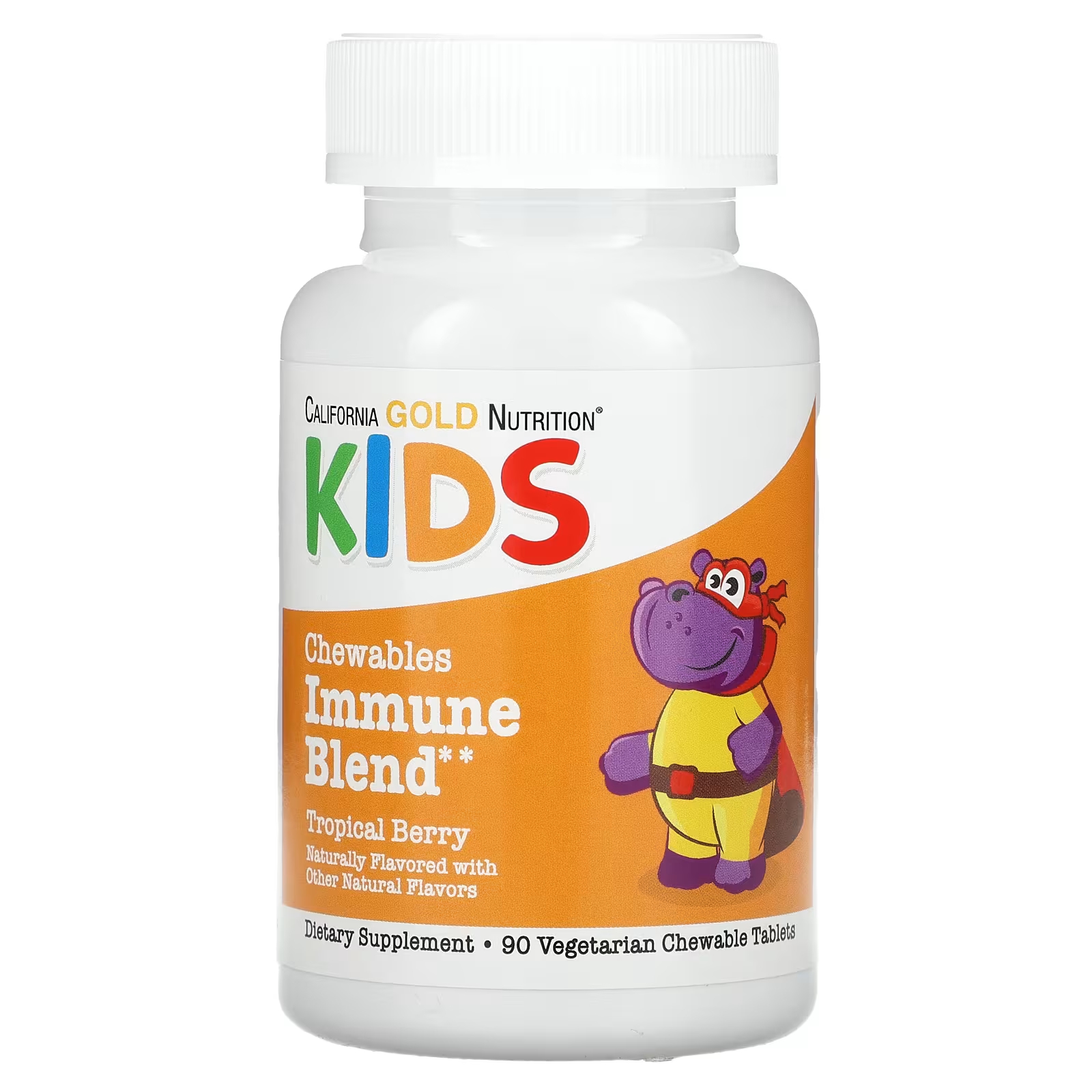Жевательная смесь для иммунитета детей California Gold Nutrition, натуральный вкус тропических ягод, 90 вегетарианских таблеток