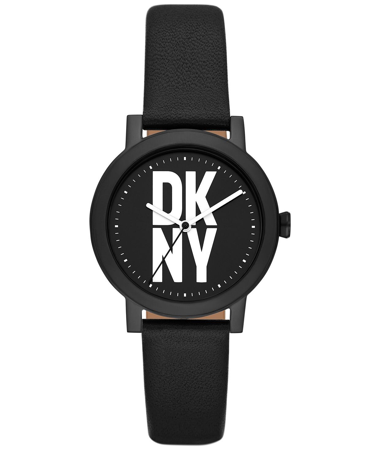 

Женские часы Soho D с тремя стрелками, черный кожаный ремешок, 34 мм DKNY, черный