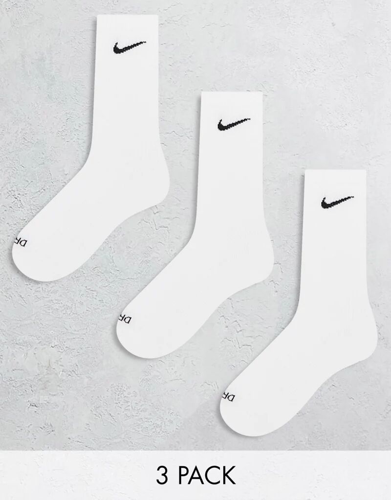 Три пары белых носков с амортизацией Nike Plus Everyday Cushioned