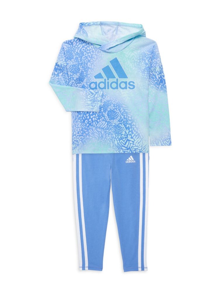 

Комплект из двух предметов: худи и леггинсы для маленькой девочки Adidas, цвет Blue Green