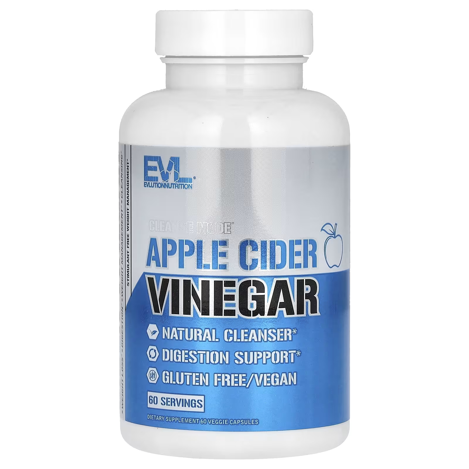 Пищевая добавка EVLution Nutrition Cleanse Mode, яблочный уксус, 60 растительных капсул force factor probioslim средство для поддержки пищеварения и коррекции веса 60 капсул