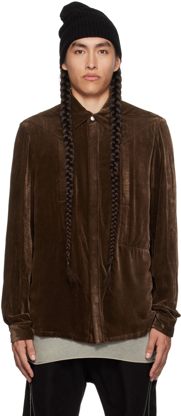 

Rick Owens Коричневая рубашка с туманным карманом