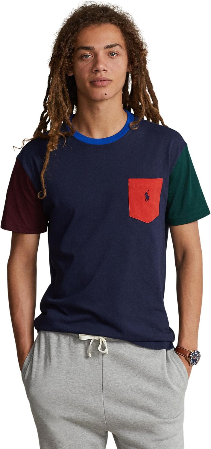 

Классическая футболка из джерси с цветными блоками Polo Ralph Lauren, цвет Cruise Navy Multi