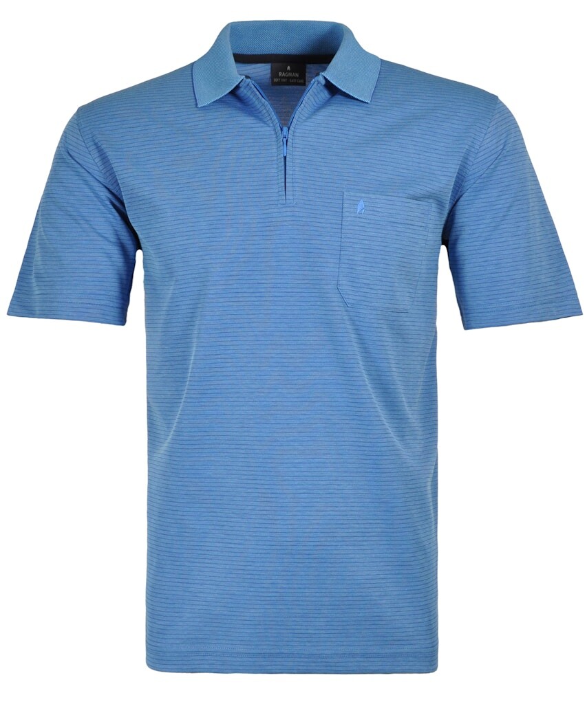 

Футболка Ragman Softknit Polo mit Zip, fe, синий