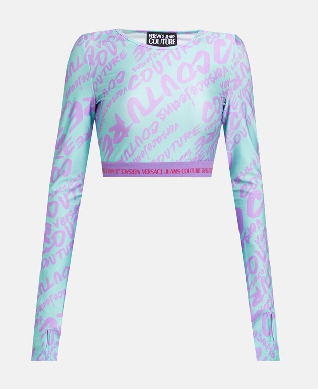 

Укороченный лонгслив Versace Jeans Couture, лаймовый