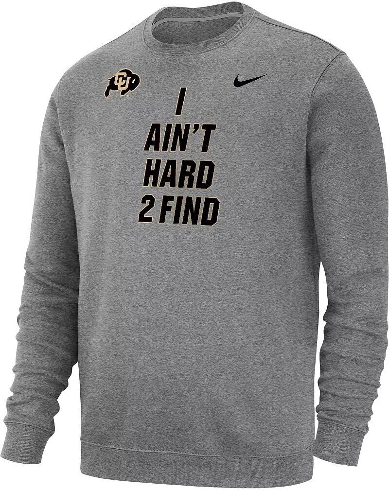 

Мужской пуловер с круглым вырезом Nike Colorado Buffaloes Grey Club Ain't Hard 2 Find