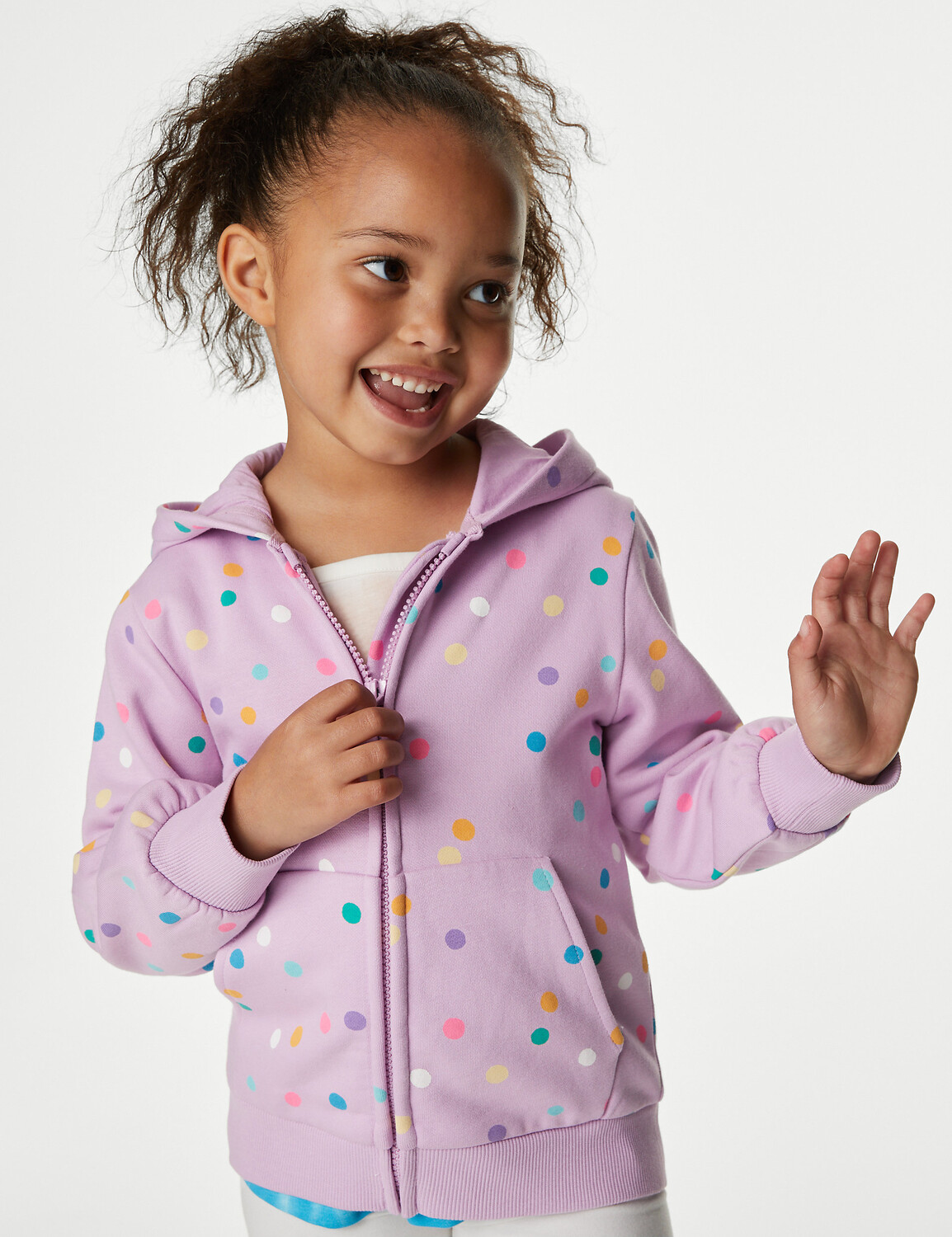 

Толстовка на молнии с хлопковым пятном (2–8 лет) Marks & Spencer, сирень