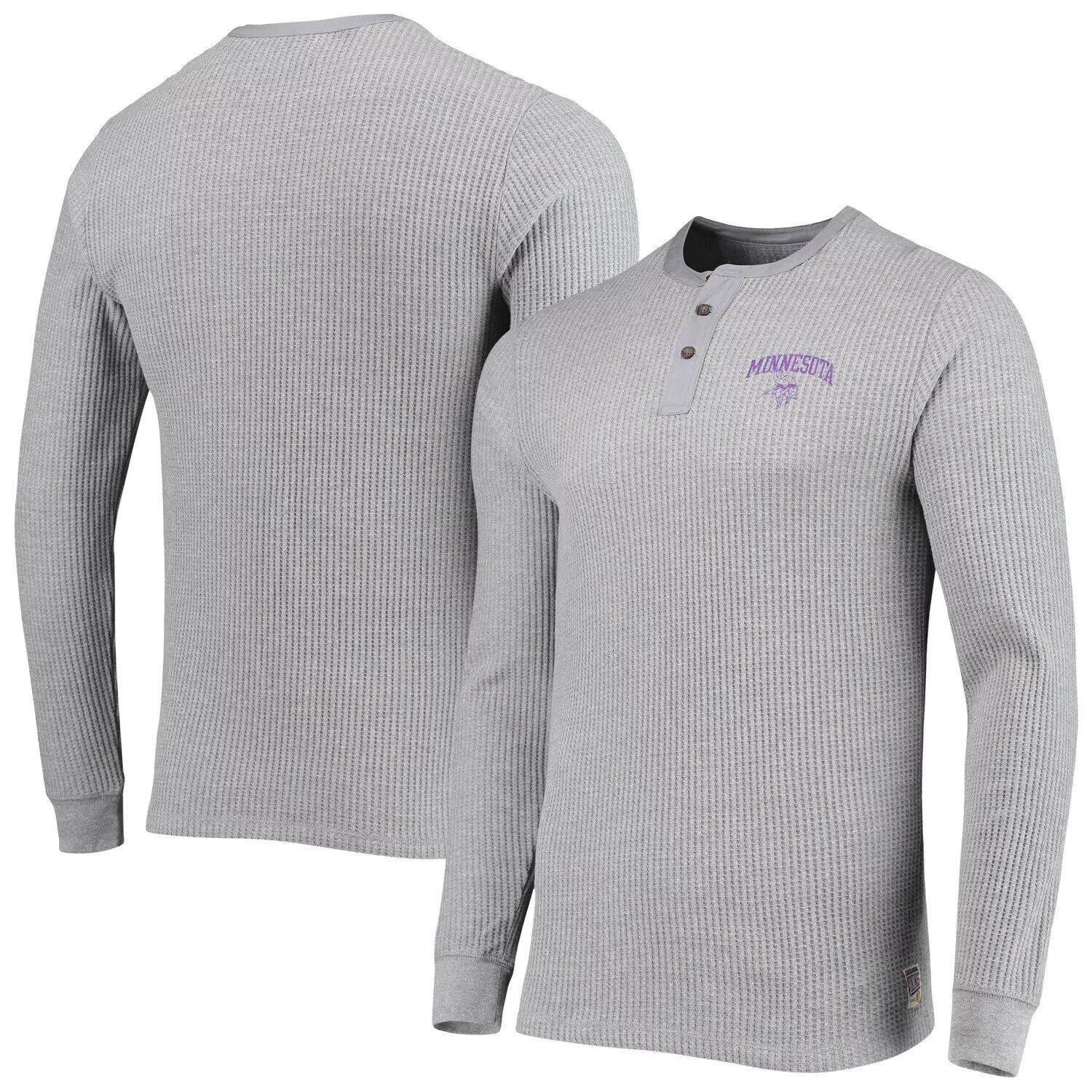 

Мужская футболка Junk Food Heathered Grey Minnesota Vikings Thermal Henley с длинным рукавом