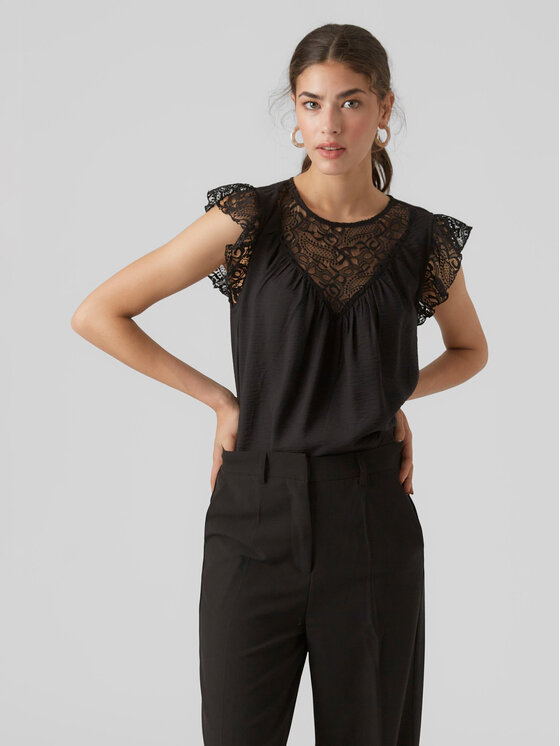 Блуза стандартного кроя Vero Moda, черный блуза стандартного кроя vero moda бежевый