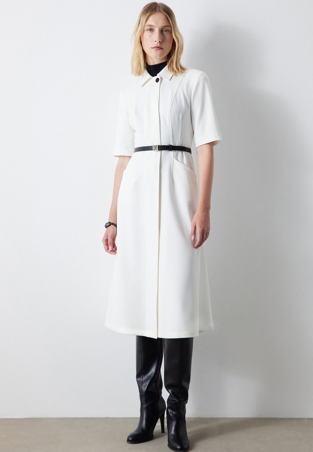 

Платье-рубашка Regular Fit Belted Midi Ipekyol, цвет ecru