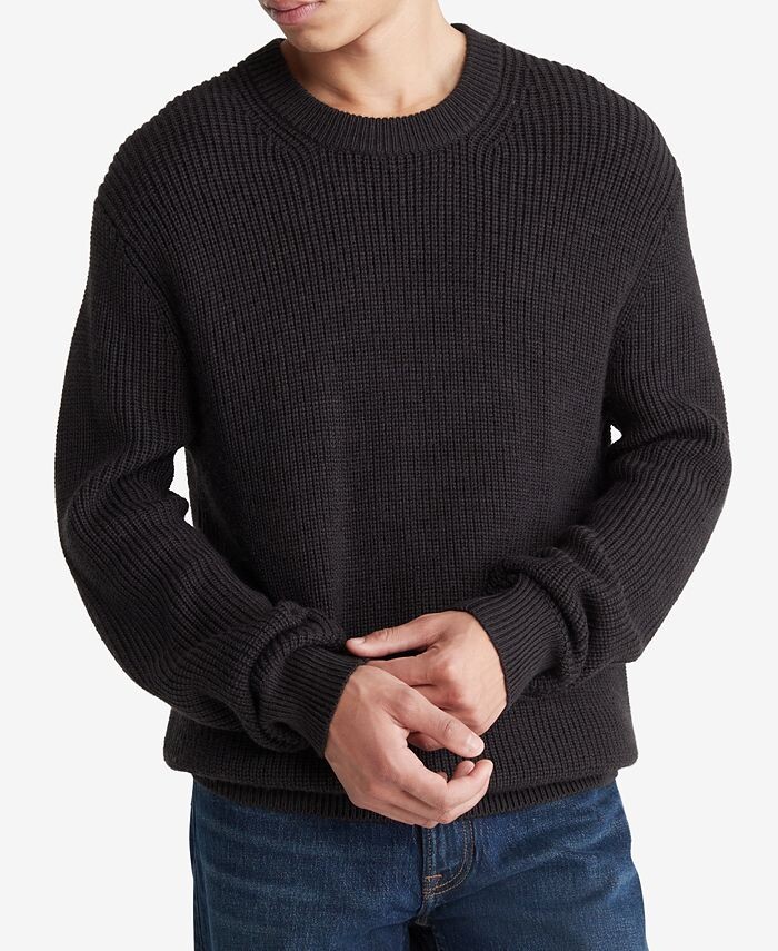 

Мужской однотонный свитер с круглым вырезом и длинными рукавами Calvin Klein, черный