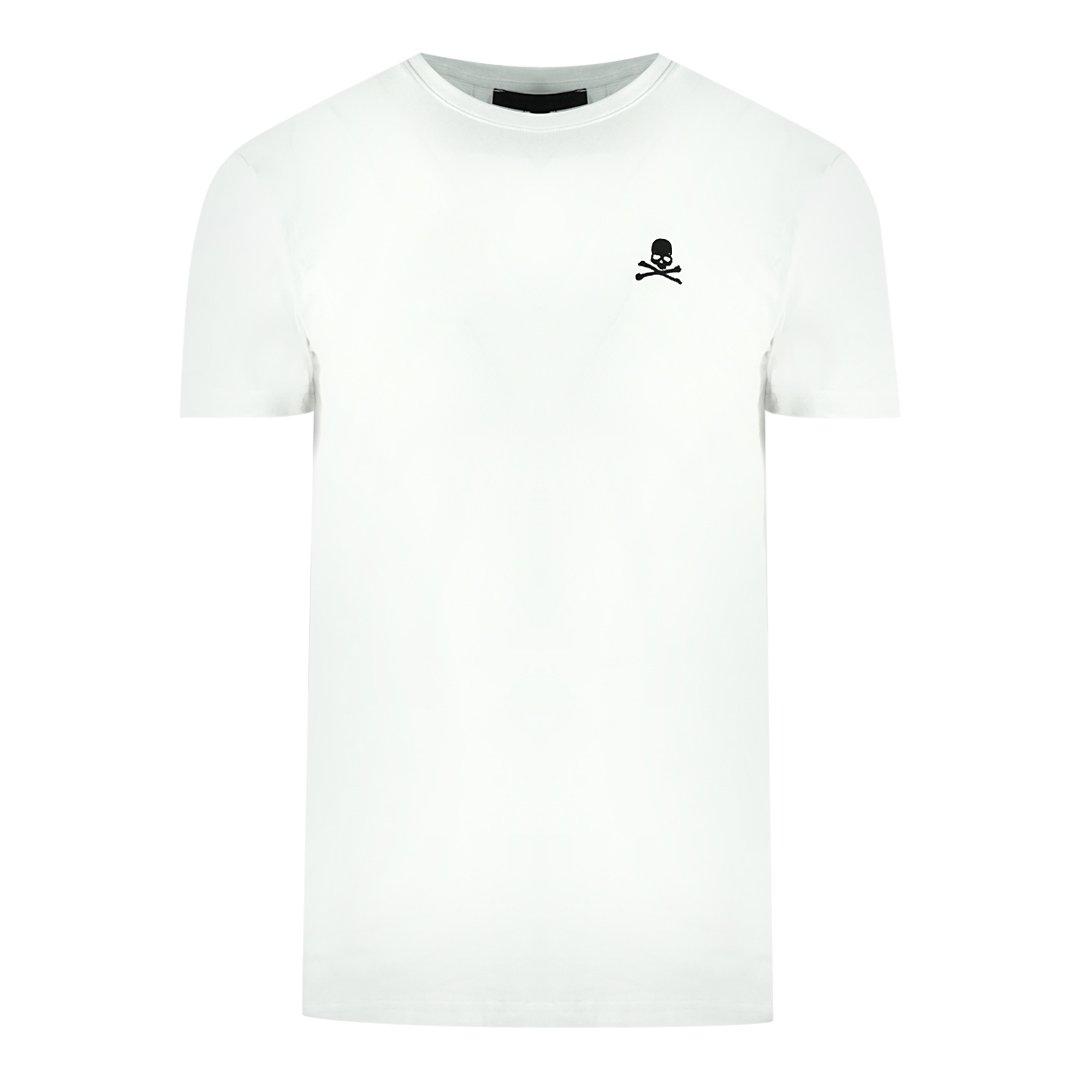 цена Белая футболка с логотипом на груди и черепом и скрещенными костями Philipp Plein, белый