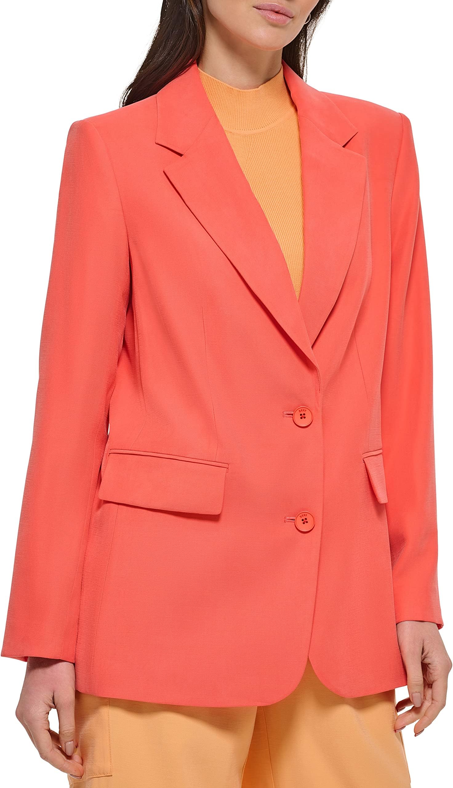 Пиджак на одной пуговице из матового твила DKNY, цвет Persimmon однотонный пиджак на одной пуговице dkny цвет light fatique