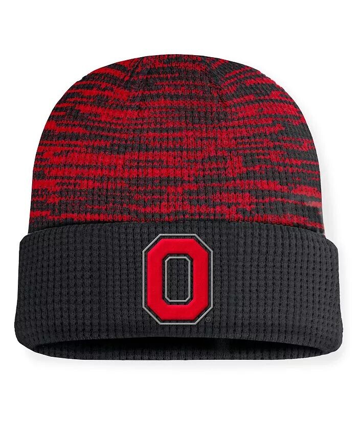 

Мужская черная/алая вязаная шапка Ohio State Buckeyes Primetime Terra с манжетами Nike, красный