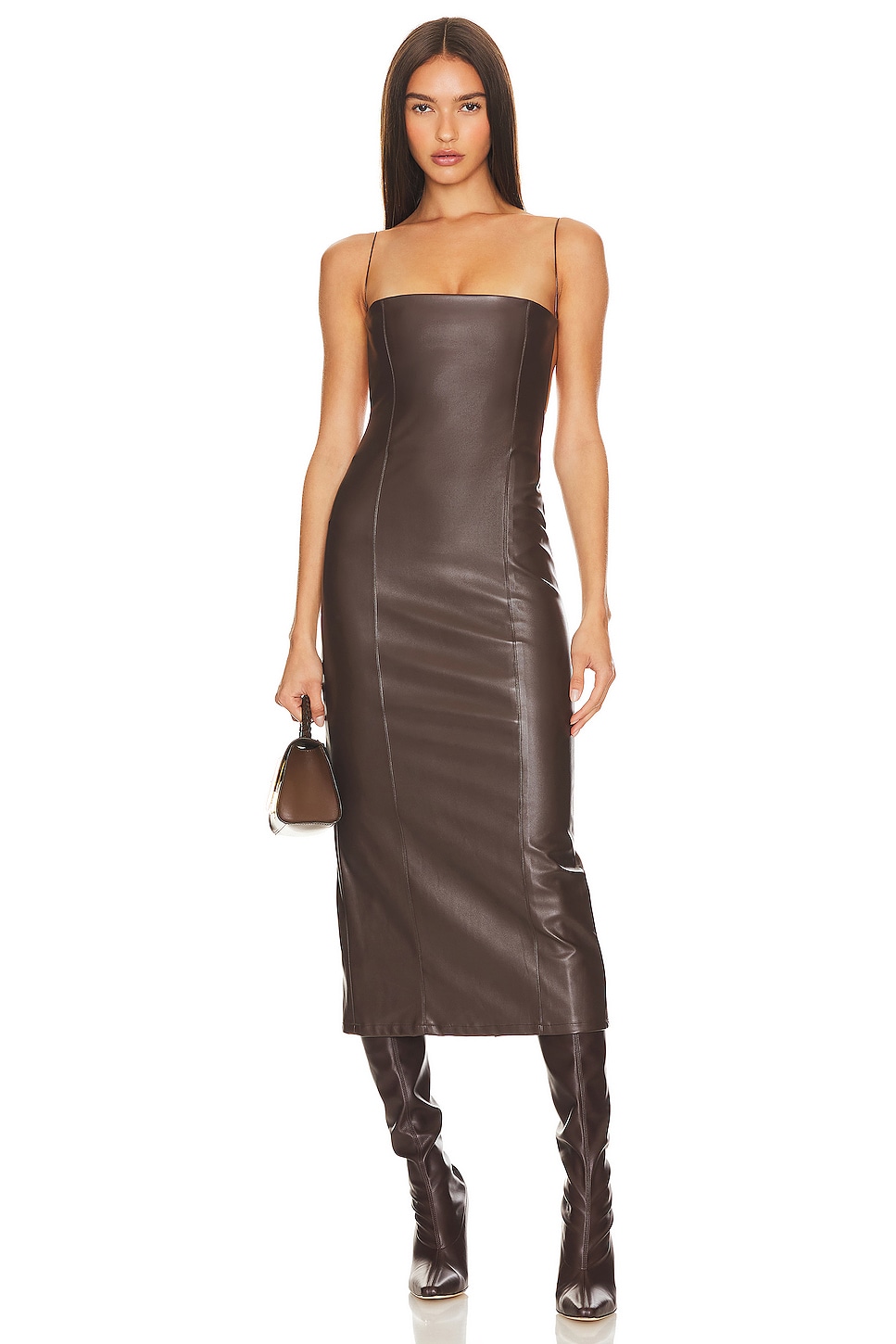 Платье миди AAIZEL Faux Leather, цвет Dark Brown