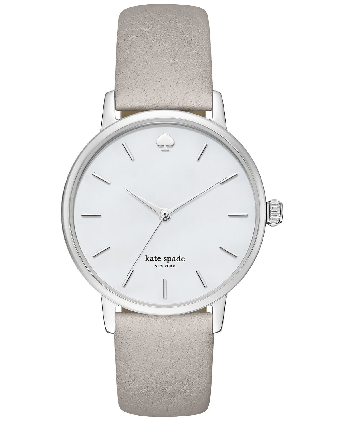

Женские часы Metro Clocktower с серым кожаным ремешком, 34 мм KSW1141 kate spade new york, серебро