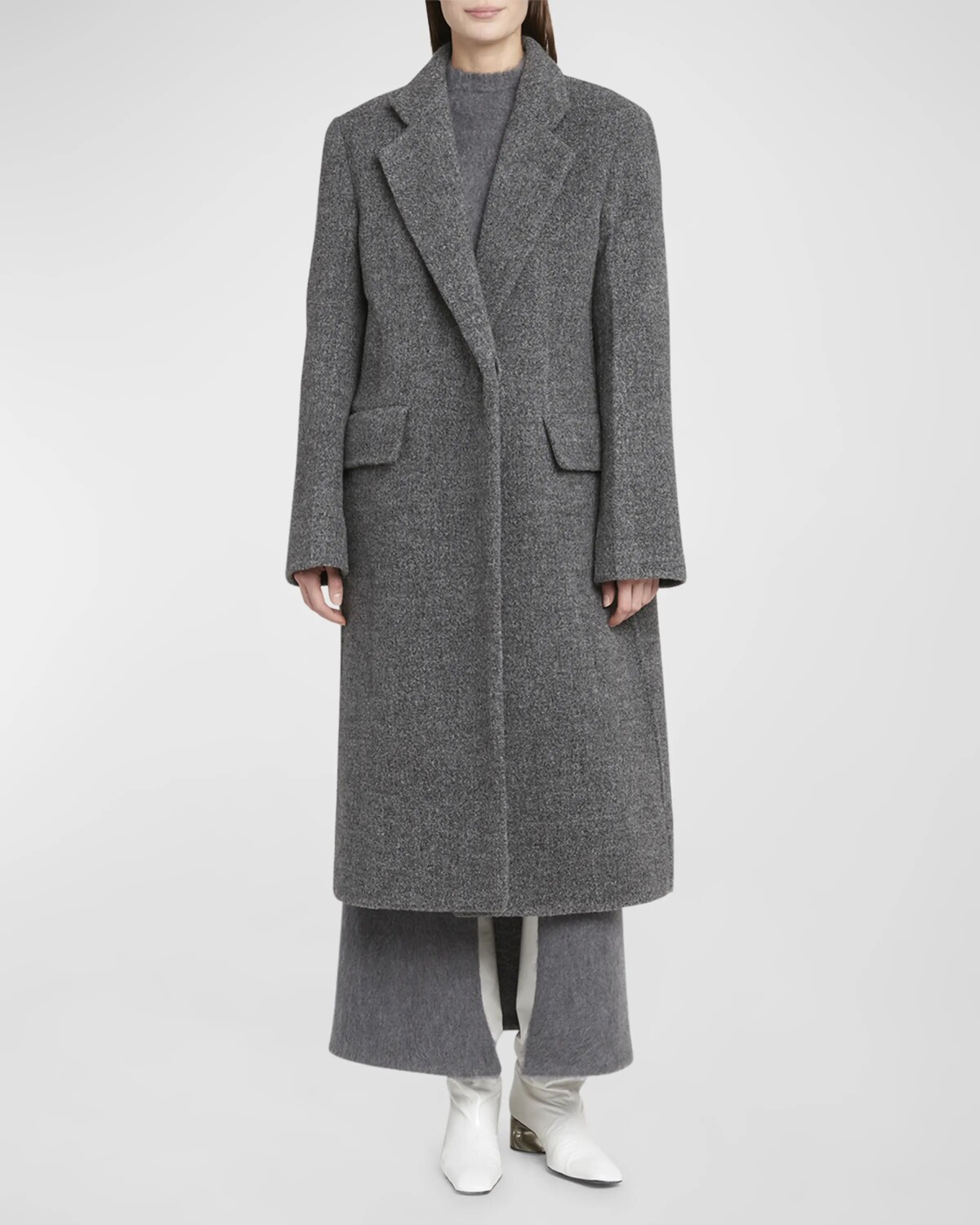 

Двубортное длинное пальто из матовой шерсти Jil Sander, цвет Shadow