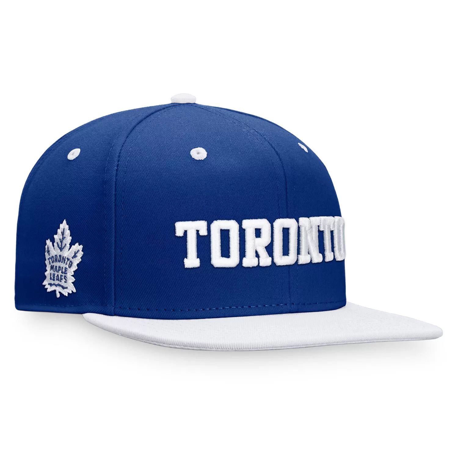 

Мужская двухцветная кепка Snapback с логотипом Fanatics синего/белого цвета Toronto Maple Leafs Heritage City