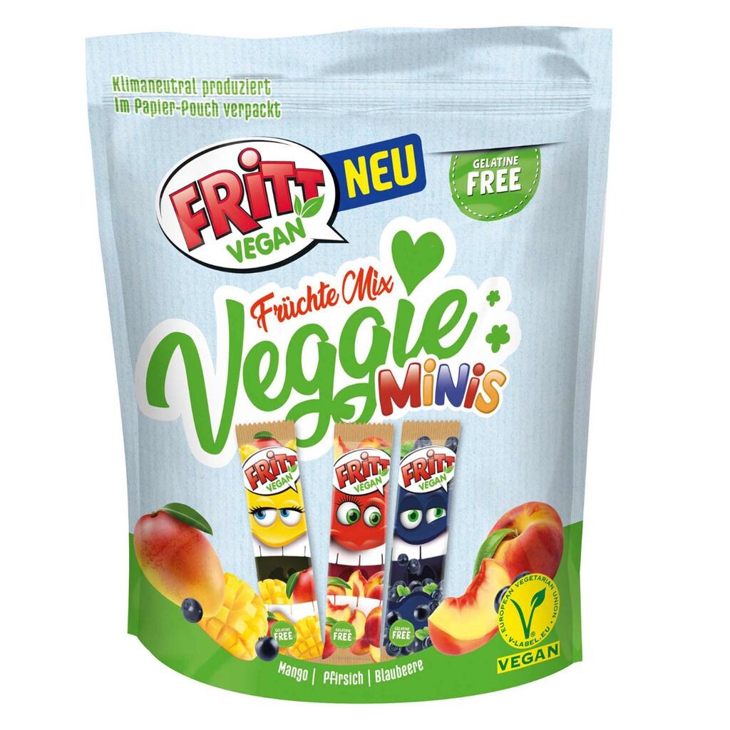 

Жевательные мини-конфеты Fritt Vegan Fruit Mix, вегетарианские мини-полоски, 135 г Mega-Paradies