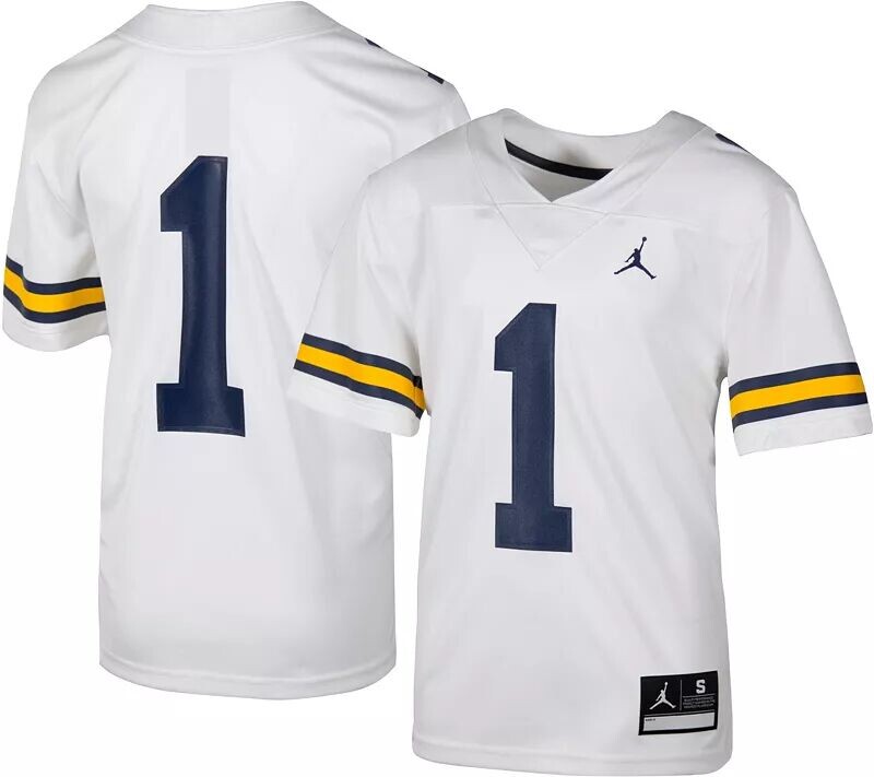 

Белая футбольная майка Jordan Youth Michigan Wolverines # 1 неприкасаемых